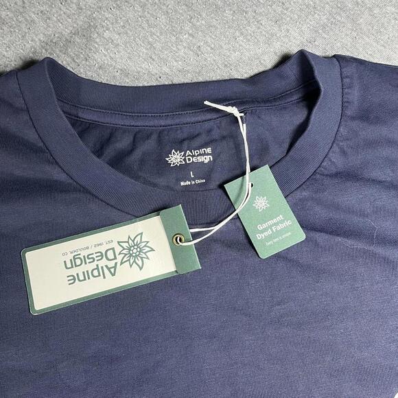 New With Tags Alpine Design USA Boulder Colorado Men's Navy Blue TShirt Sz Large - Picture 3 of 5
